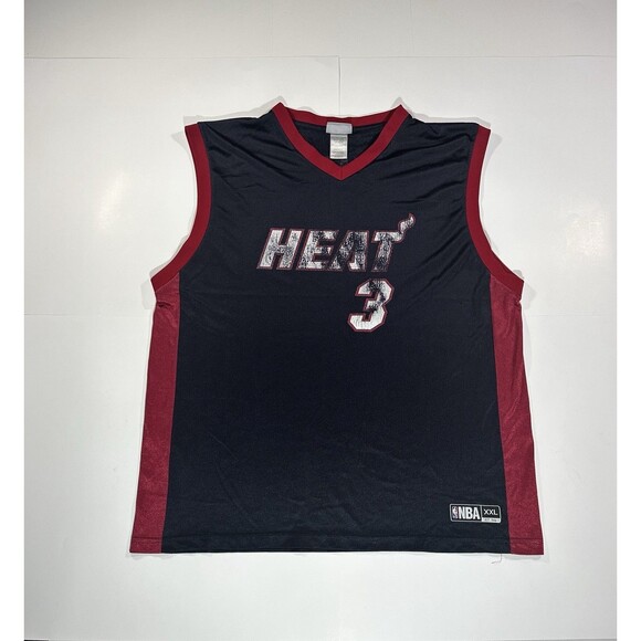 NBA Miami Heat Dwyane Wade Jersey #3 Black Red Size XXL Basketball Distressed - Picture 1 of 9